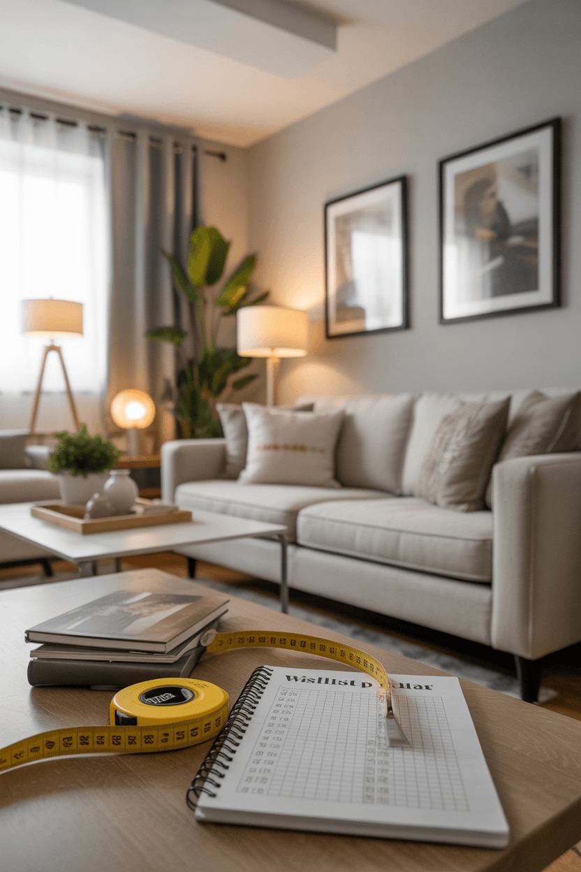 Smart home decor sale shopping with a curated wishlist and measured furniture planning