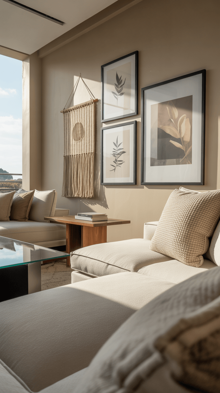 Wall art for dining room in an open-plan space, visually connected to the adjacent lounge room wall art