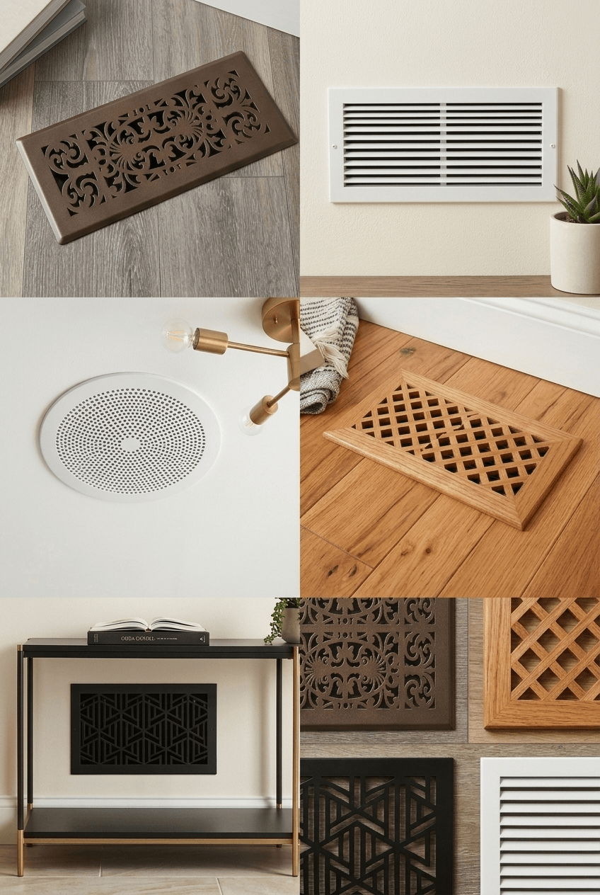 Different types of decorative vent covers for walls, floors, and ceilings