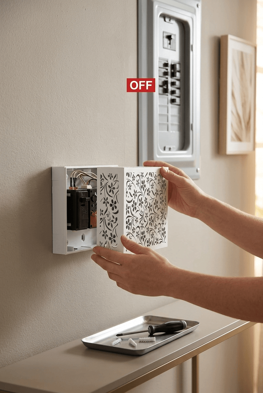 Different types of doorbell chime covers including wooden metal decorative and minimalist styles displayed side by side