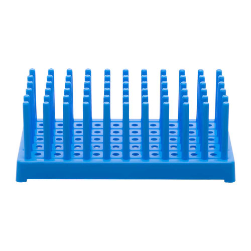 Test Tube Rack Polyethylene Peg Type Blue 13mm 90 Tubes.