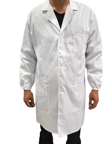 Lab Coat Elastic Cuff, Three Pocket, White, XXXL