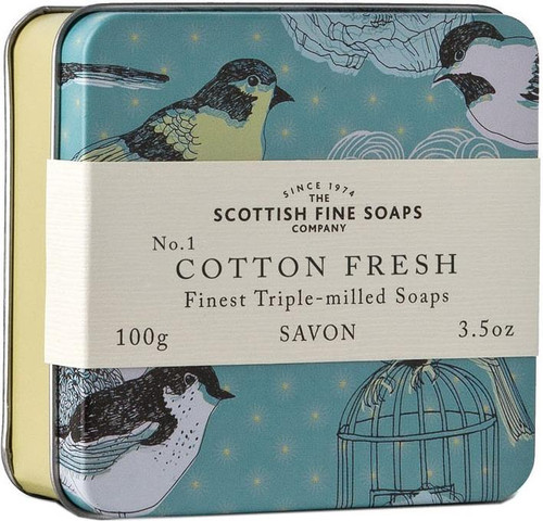 Scottish Fine Soaps Vintage Cotton Fresh Soap Tin 100g