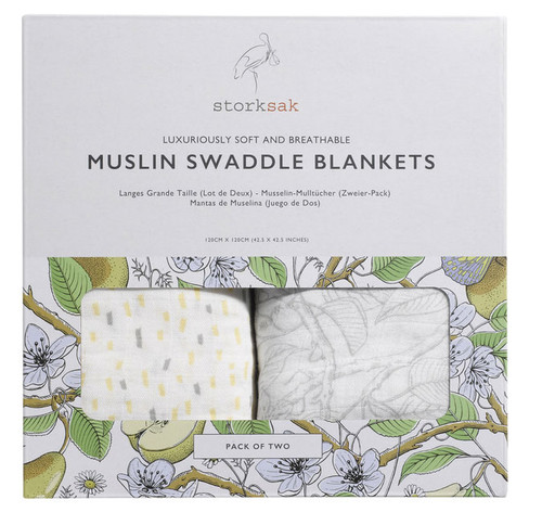 Storksak Muslin Swaddles 2 pack - Mixed Print