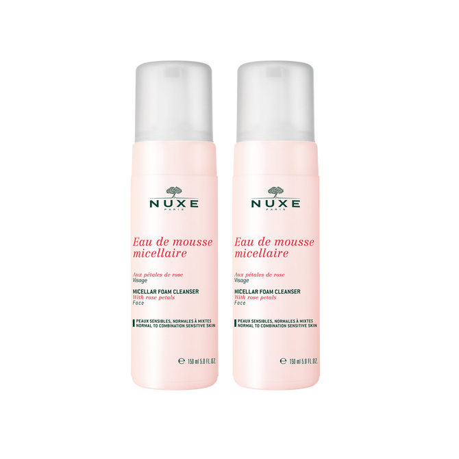 Nuxe Micellar Foam Cleanser with rose petals Duo 150ml x2