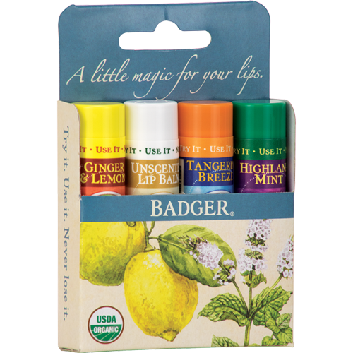 Badger Balm Classic Lip Balm Blue Pack - 4 Pack