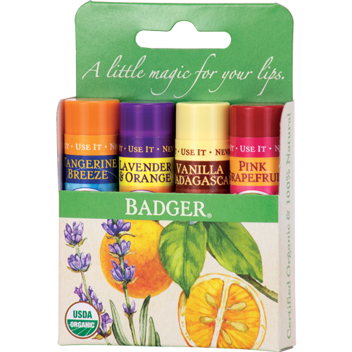 Badger Balm Classic Lip Balm Green Pack - 4 Pack