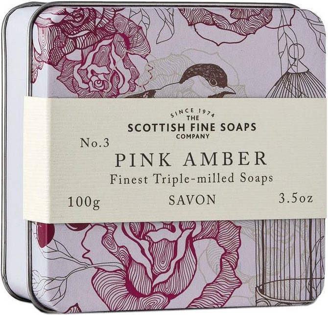 Scottish Fine Soaps Vintage Pink Amber Soap Tin 100g