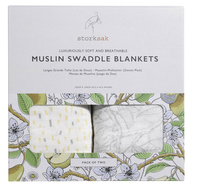 Storksak Muslin Swaddles 2 pack - Mixed Print