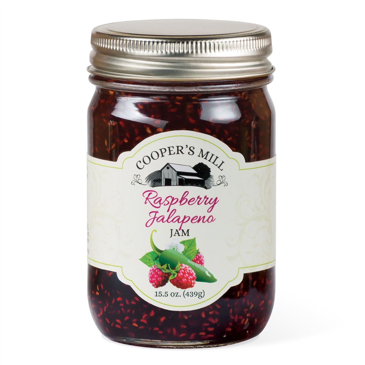 Jalepno Raspberry Jam Label Orchard Reserve Raspberry Jalapeno Jam | Cooper's Mill