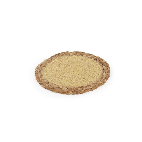 jute and cotton candle mat, small yellow