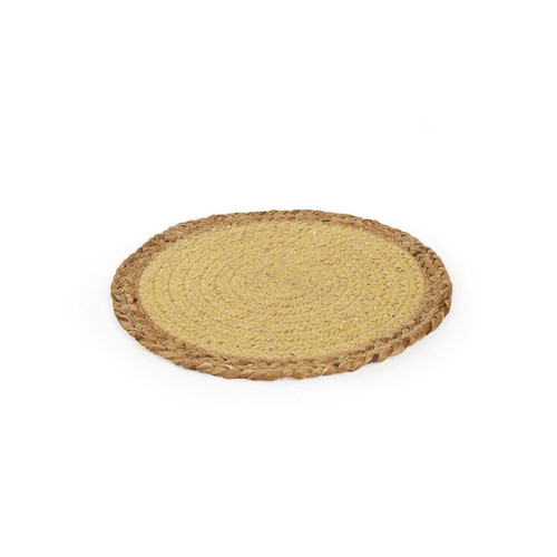 jute and cotton candle mat, large yellow