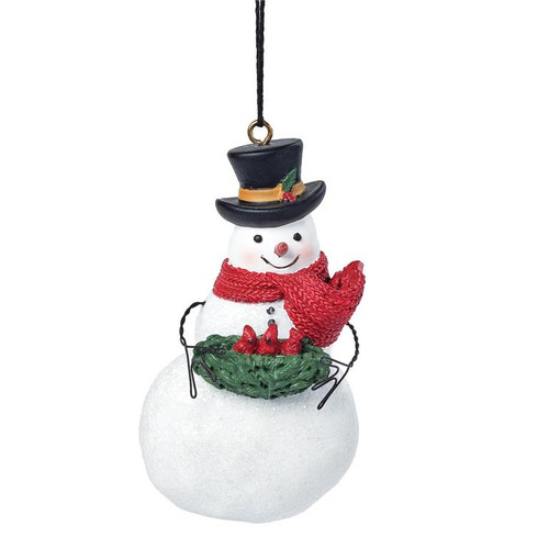 Snowman with Christmas Wreath Birds Nest Ornament
