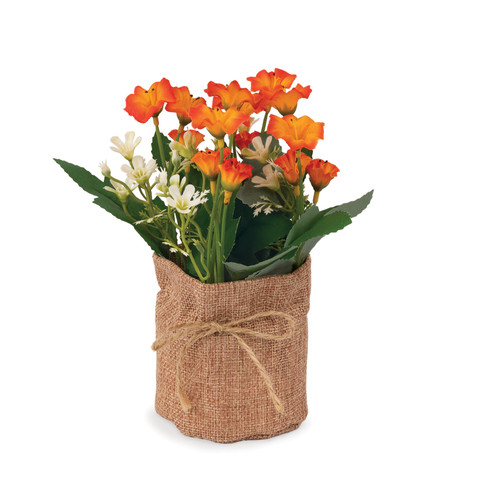 Orange Flowers in Burlap Bag