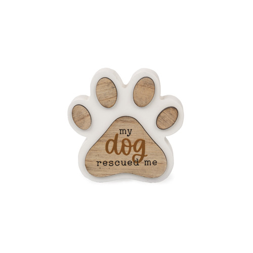 Furry Friends Wooden Paw Print - My Dog Rescued Me