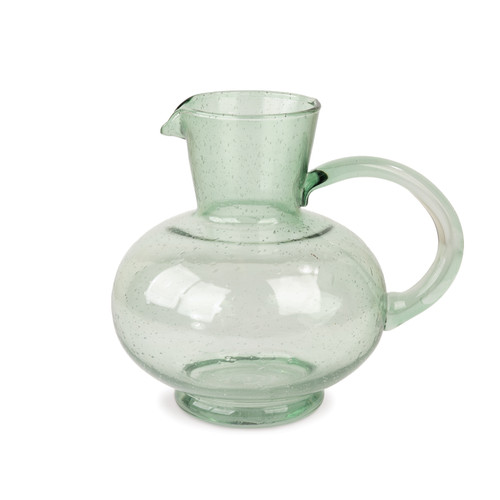 Cottage Bloom Green Bubble Glass Pitcher