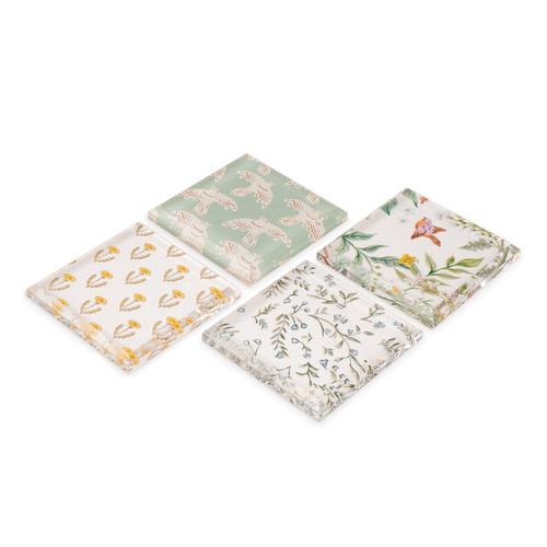 Cottage Bloom Acrylic Coasters S/4