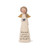 A cream-colored Blossom Bucket resin angel figurine with golden wings and a blue butterfly, featuring the inscribed text "If He leads you to it, He will lead you through it."