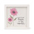 A square white-framed sign featuring a printed watercolor-style illustration of two pink daisies and the text, "most loved Nana in the world."