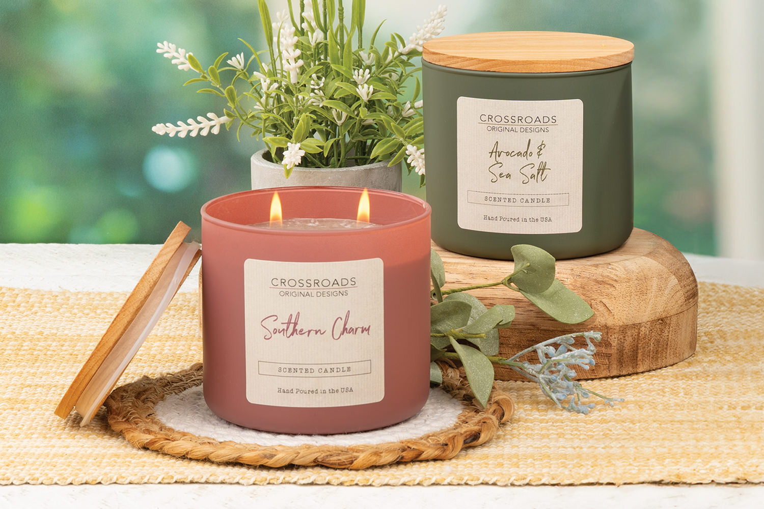 Crossroads Candles: 14-ounce Colored Glass Jar Candles