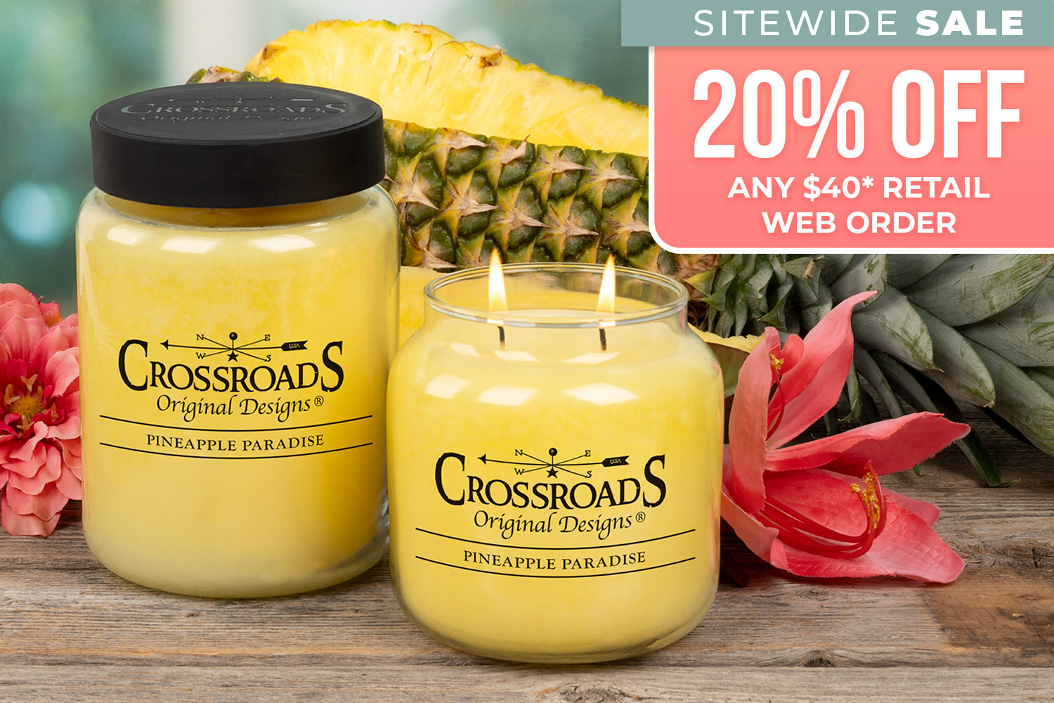 Get 20% off your entire online order of $40 or more across all of our brands. Shop Crossroads Candles, Blossom Bucket gifts, Cooper’s Mill gourmet food, and Crossroads Home decor. Offer valid online only through April 2, 2026.