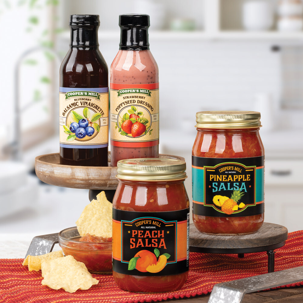 The Crossroads fundraising program includes gourmet salsas, dressings and other Cooper's Mill products.