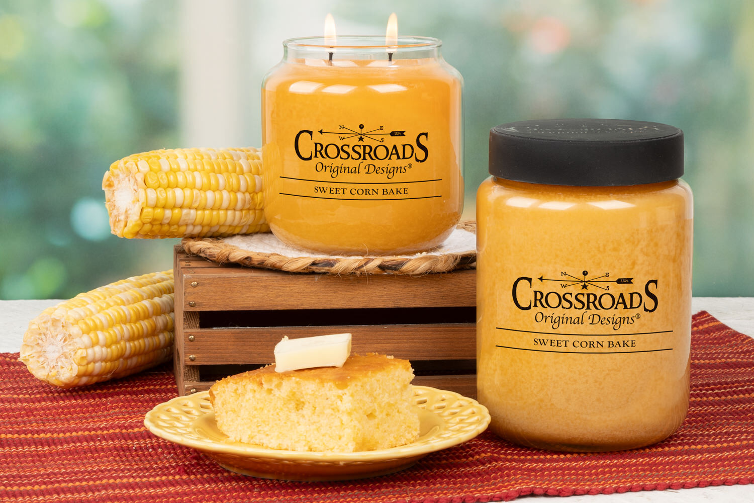 Sweet and buttery Sweet Corn Bake jar candle with premium wax and clean-burning wicks for a long-lasting aroma.
