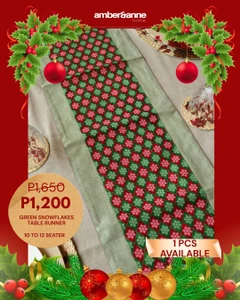 Green Snowflakes Table Runner