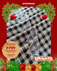 White Christmas Tree in Plaid Table Napkin