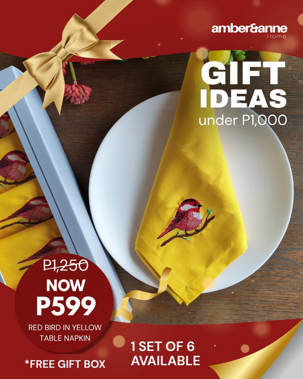 Red Bird in Yellow Table Napkin