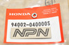 NOS Honda CB750 CR250 CR500 CX650 GL1200 VF700 VF750 VT500 Nut 94002-04000-0S