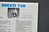 Vintage NOS Ducati 750 Motorcycle Dealer Spec Sheet Sales Brochure w/ Girl