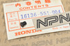 NOS Honda SL350 K0 Carburetor Rubber Plug Cap 16136-551-004