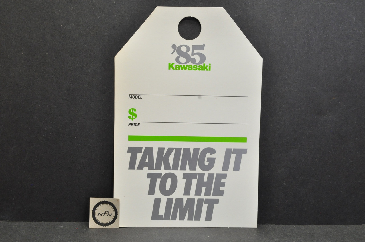 NOS Vintage Kawasaki 1985 Handle Bar Price Tag Sign KXT250 KX250 Ninja
