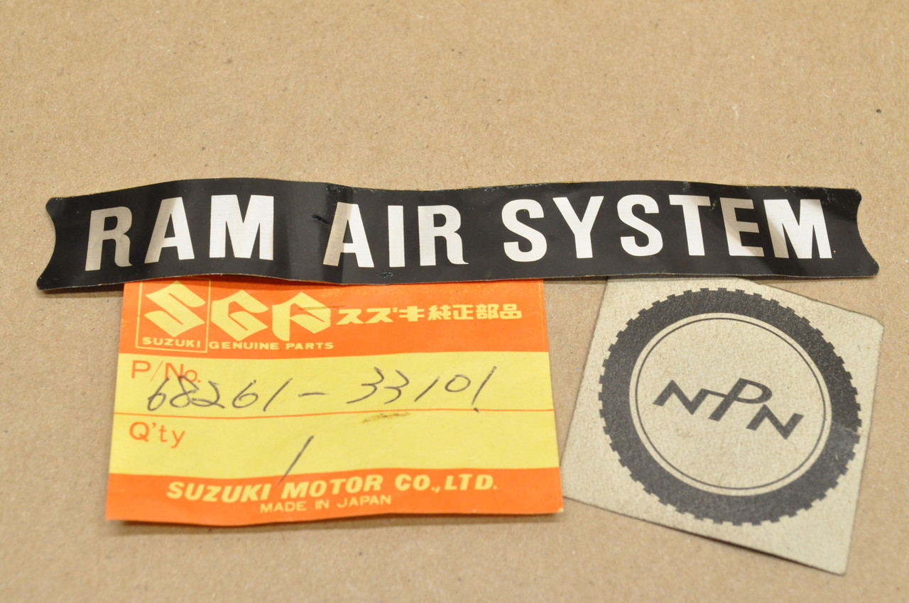 NOS Suzuki GT380 GT550 Head Cover Ram Air System Emblem Decal Sticker  68261-33101 - NOS Parts NOW