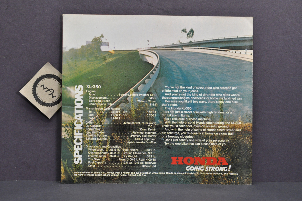 Vintage NOS 1976 Honda XL350 Motorcycle Brochure