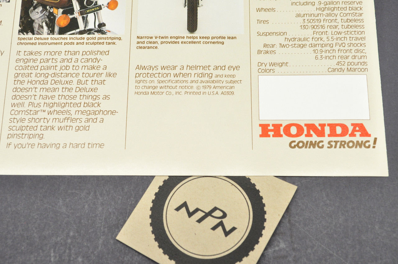 Vintage NOS 1979 Honda CX500 D Deluxe Motorcycle Brochure