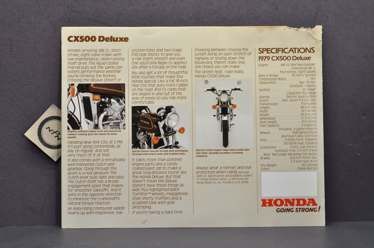 NOS Vintage 1979 Honda CX500 D Deluxe Motorcycle Brochure