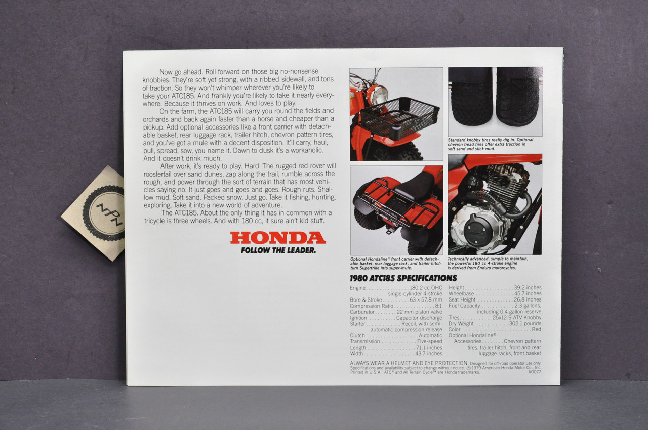 Vintage NOS 1980 Honda ATC185 Three Wheeler Brochure