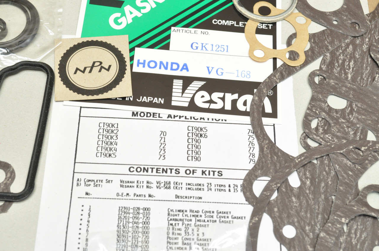 NOS Honda 1969-79 CT90 Trail 90 Complete Top & Bottom Gasket Set