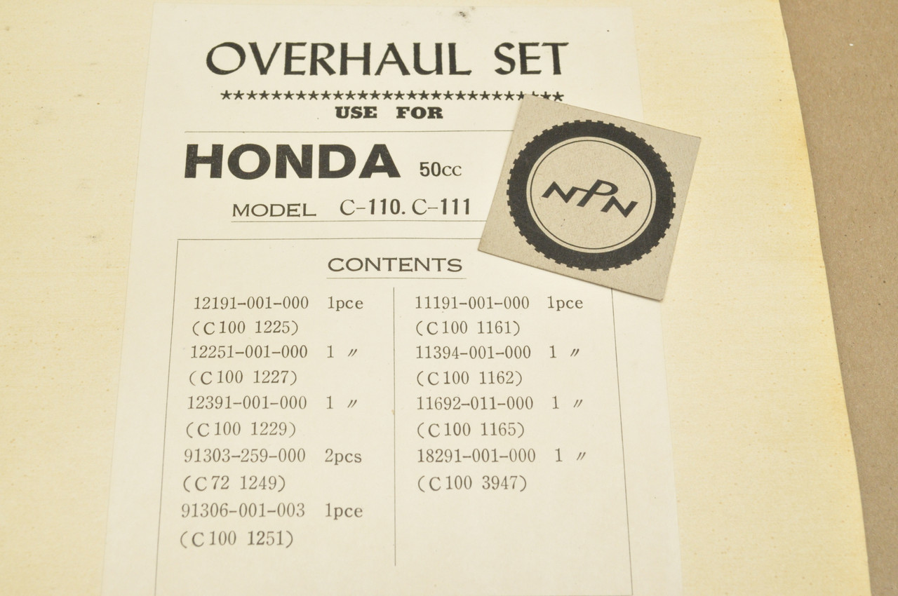 NOS Honda C110 CA110 Complete Gasket Kit 12191-001-000 - NOS Parts NOW