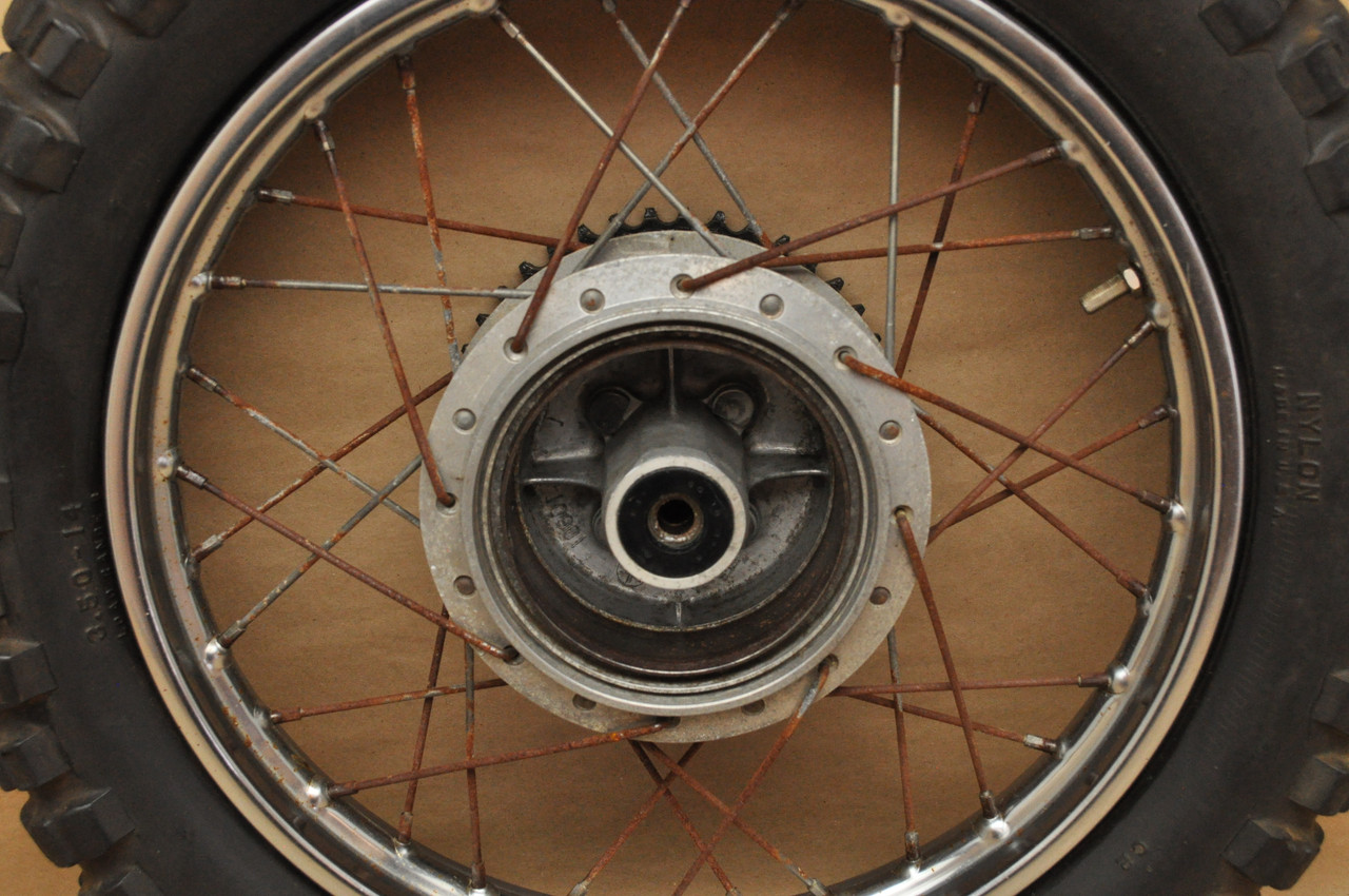 Vintage Used OEM Yamaha 1974-75 TY80 Rear Wheel Rim Hub Assembly 94414-14077