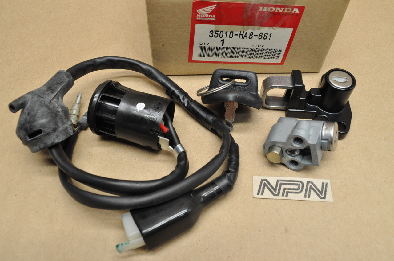 NOS Honda 1986 TRX250 Key Ignition Switch w/ Steering & Helmet Lock 35010-HA8-681