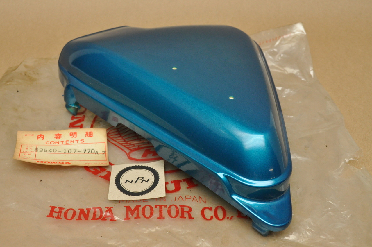 NOS Honda CB100 K0 Right Side Cover Candy Blue Green 83540-107-770 AZ