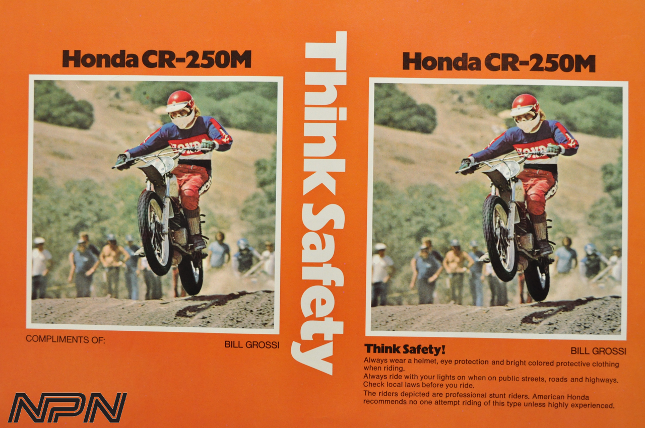 Vintage NOS 1975 Honda CR250 Elsinore Book Cover Bill Grossi Think Safety