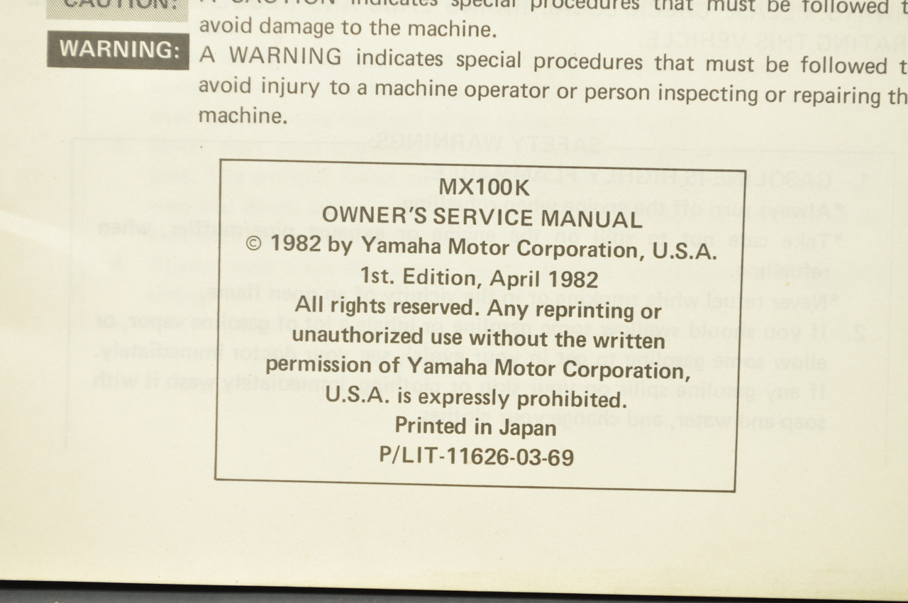 Vintage NOS 1983 Yamaha MX100 K Owners Manual Dirt Bike