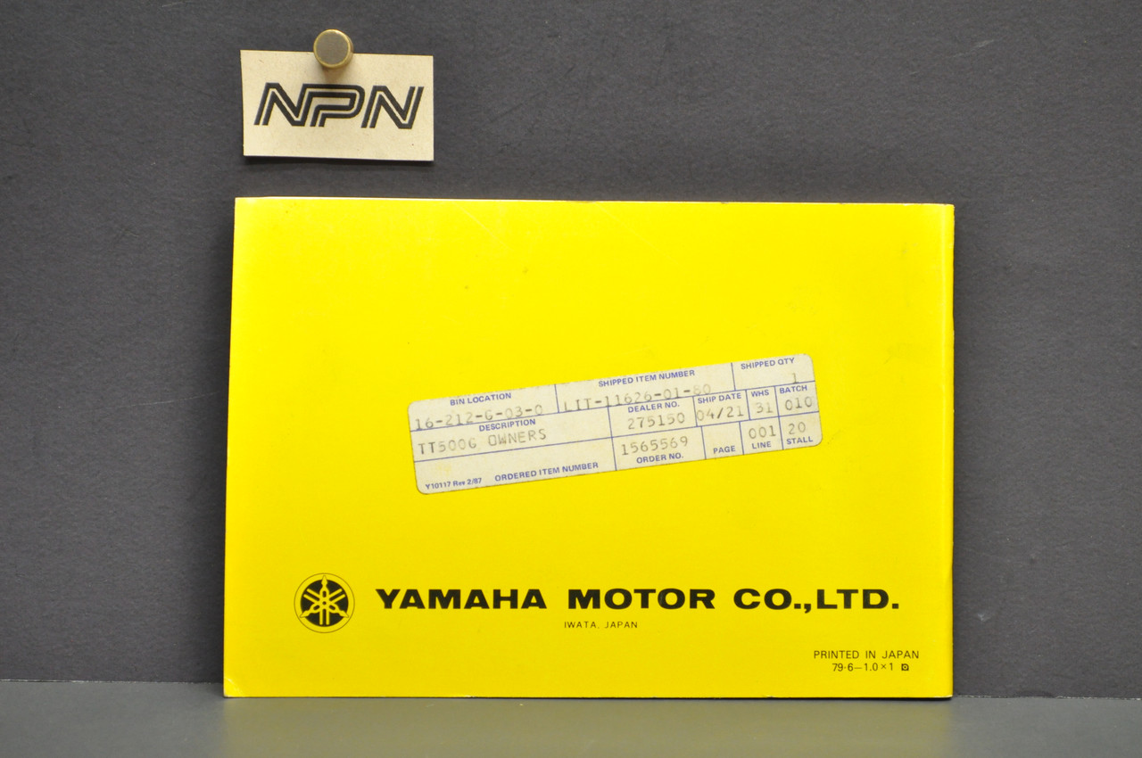 Vintage NOS 1980 Yamaha TT500 G Owners Manual