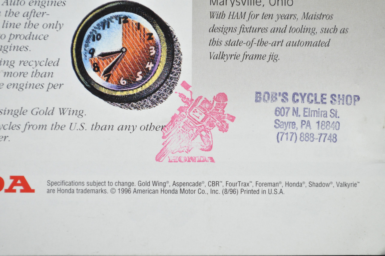 Vintage NOS 1996 Honda Makes a Million Motorcycle Brochure One Millionth Model