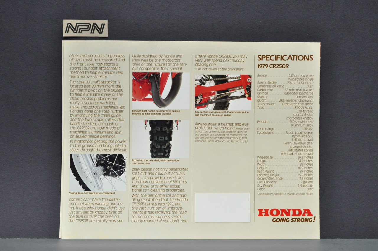 Vintage NOS 1979 Honda CR250 R Motorcycle Brochure