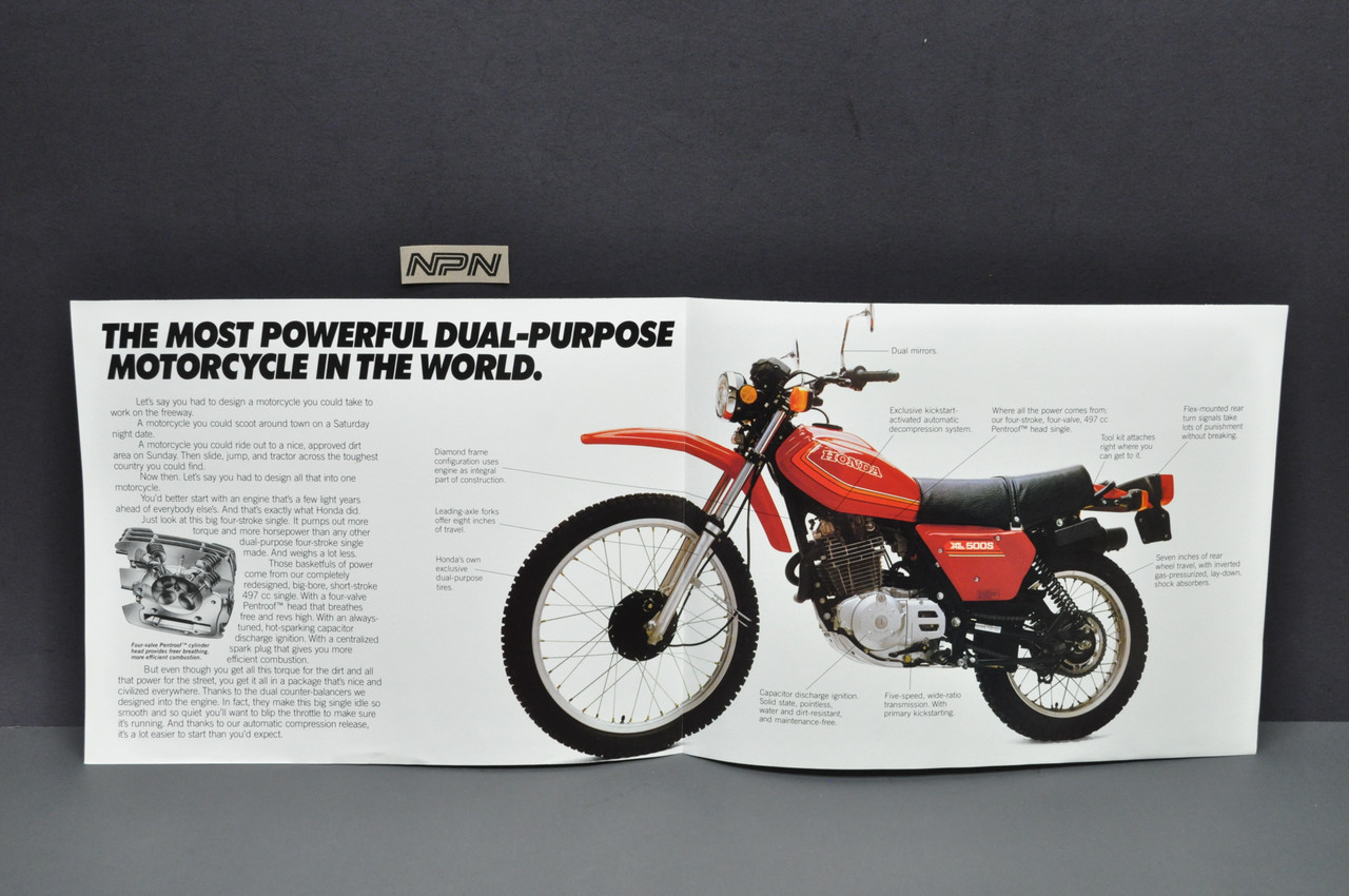 Vintage NOS 1980 Honda XL500 S Motorcycle Brochure